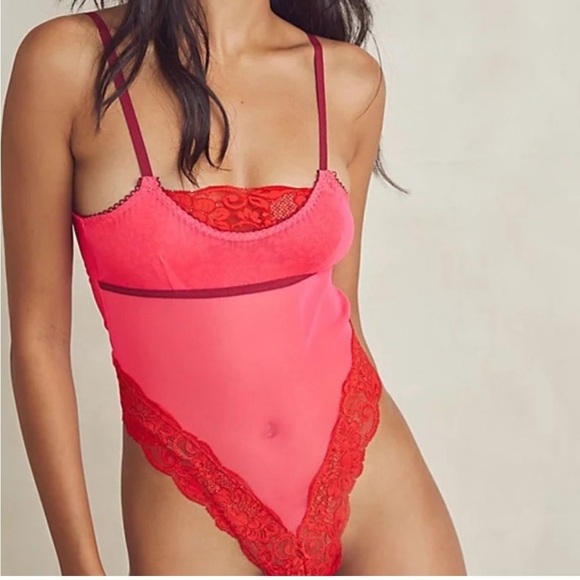 NWT We Are HAH Thanks for nothin lace bodysuit HAHt Lava - Picture 1 of 9